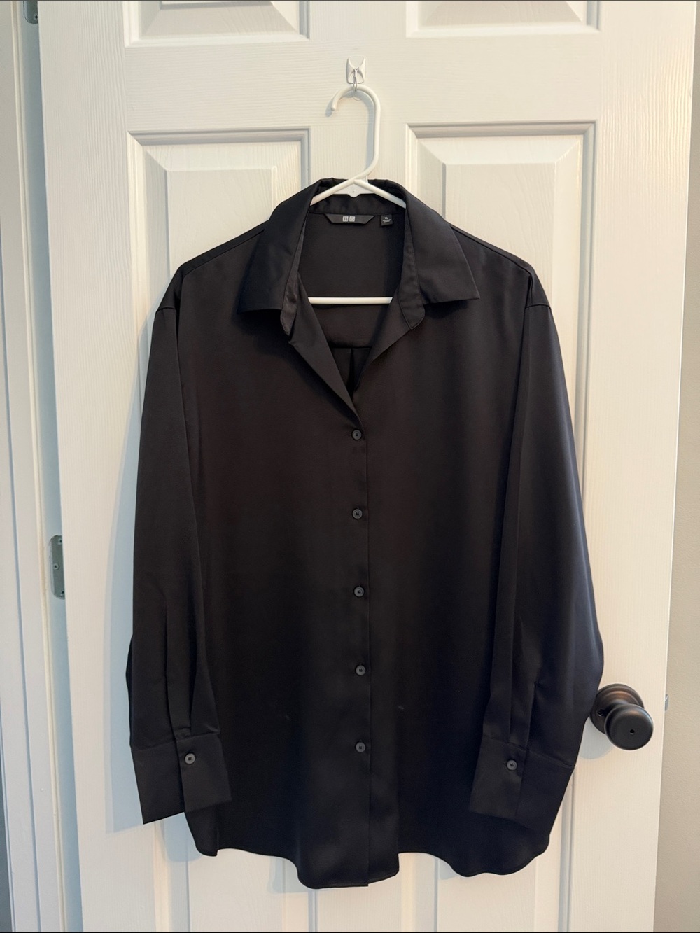 Uniqlo Black Women's Satin Button-Down Shirt